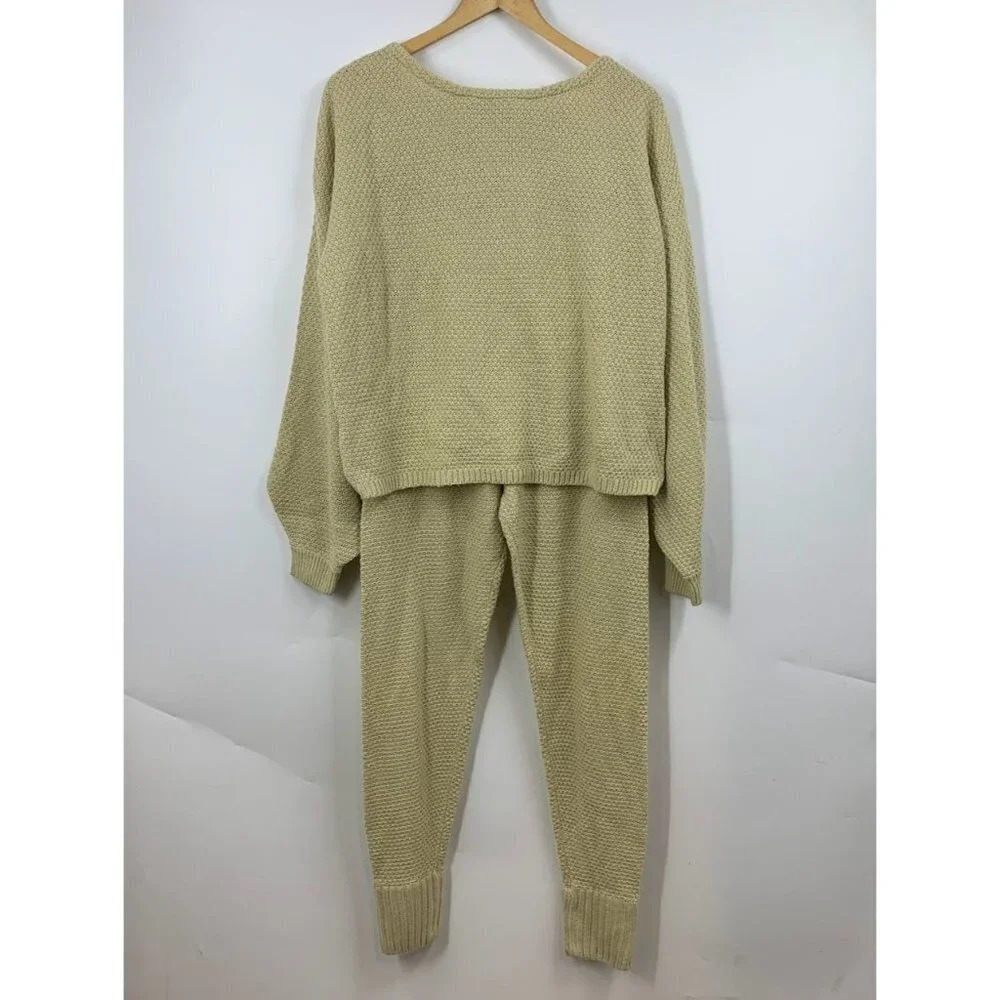 Pretty Little Thing Women's Waffle Knit Long Sleeve Drawstring Lounge Set SZ Mโ